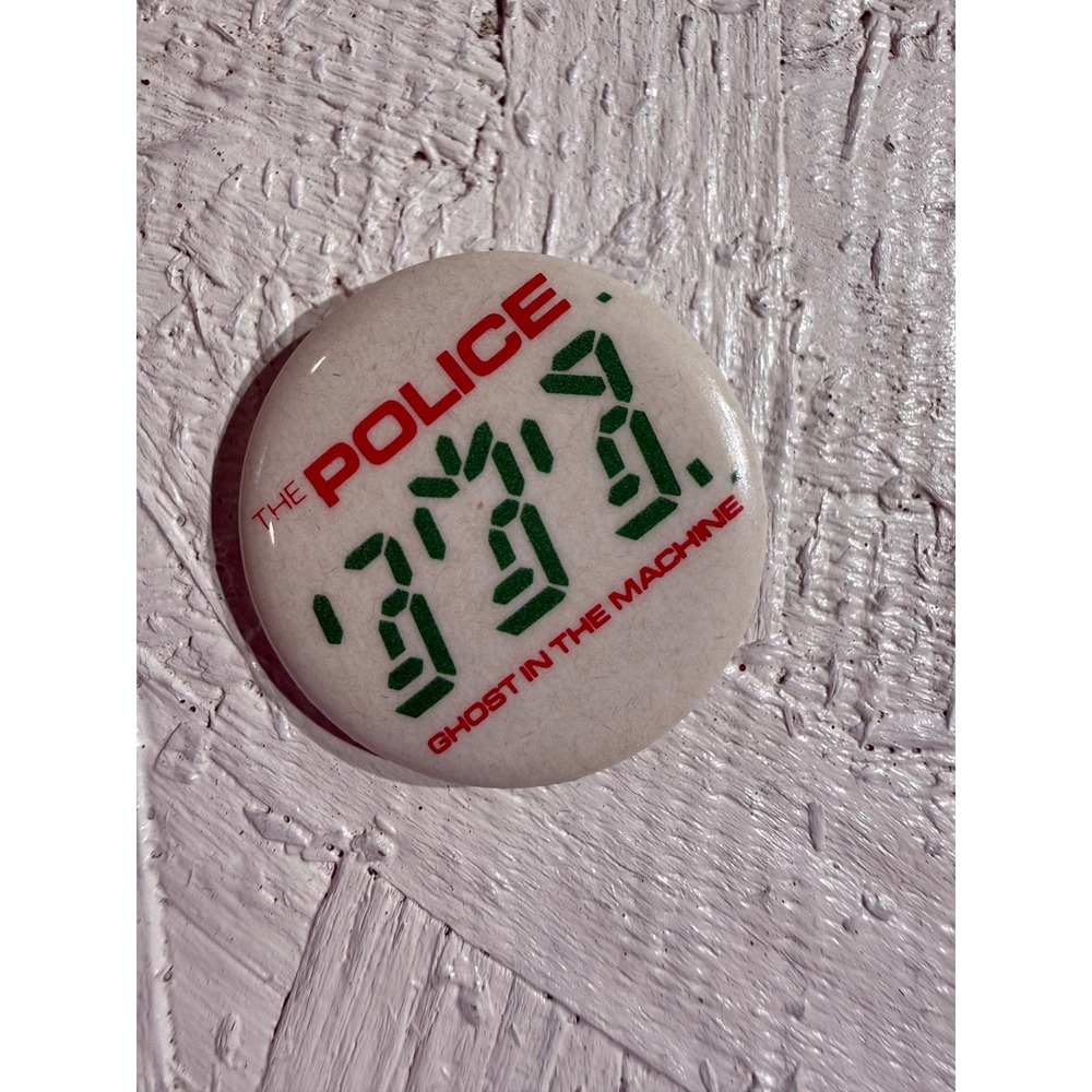Vintage‎ The Police Pin OS White Ghost In The Machine 80s Band Button